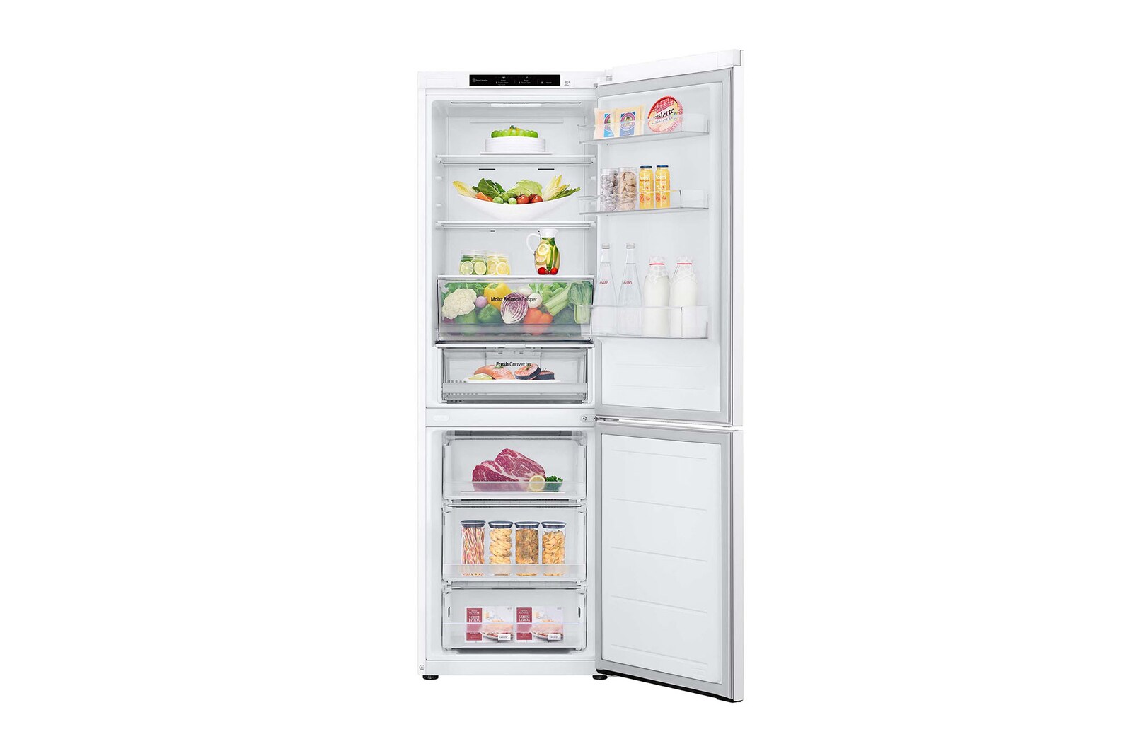 LG Frigorífico Combi Door Cooling+, 1,86m, Clasificación E, capacidad de 374l, Blanco. Serie 300, GBV3100ESW