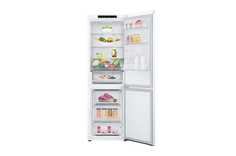 LG Frigorífico Combi Door Cooling+, 1,86m, Clasificación E, capacidad de 374l, Blanco. Serie 300, GBV3100ESW