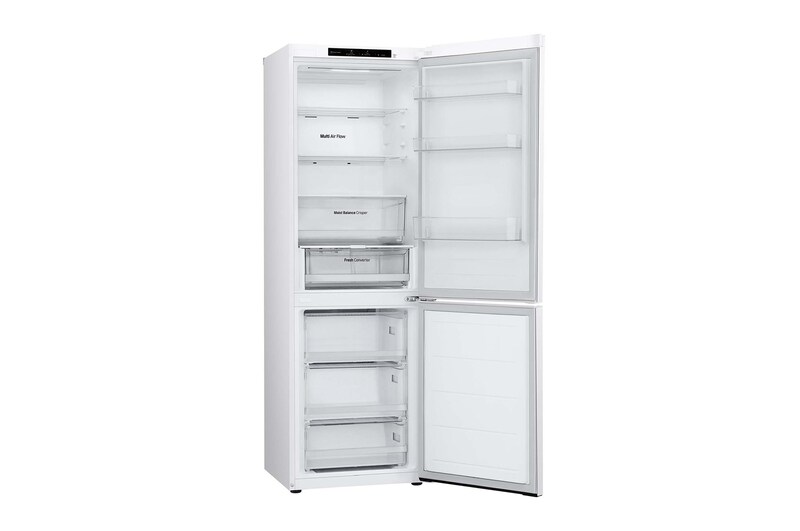 LG Frigorífico Combi Door Cooling+, 1,86m, Clasificación E, capacidad de 374l, Blanco. Serie 300, GBV3100ESW