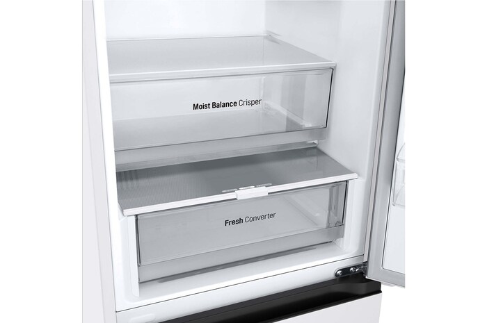 LG Frigorífico Combi Door Cooling+, 1,86m, Clasificación E, capacidad de 374l, Blanco. Serie 300, GBV3100ESW