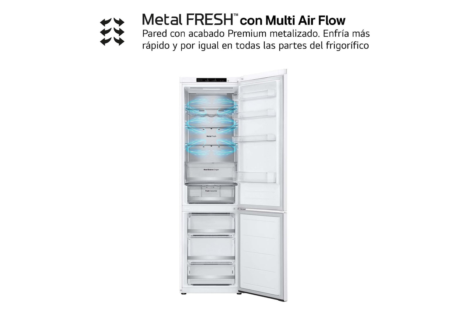 LG Frigorífico Combi Door Cooling+,  2,03m, Clasificación C, capacidad de 419l, blanco. Serie 500 , GBV5240CSW