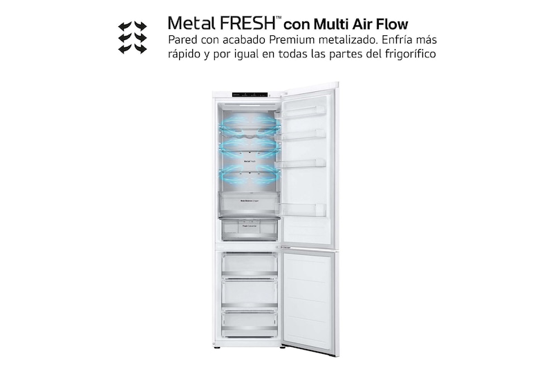 LG Frigorífico Combi Door Cooling+,  2,03m, Clasificación C, capacidad de 419l, blanco. Serie 500 , GBV5240CSW