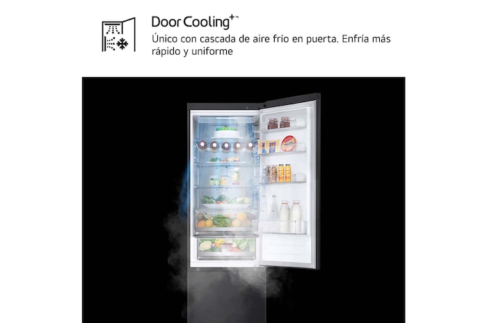 LG Door Cooling+, 2 m, Clasificación D, capacidad de 419 l, Acero negro-grisáceo mate antihuellas, GBV5250DEP, GBV5250DEP