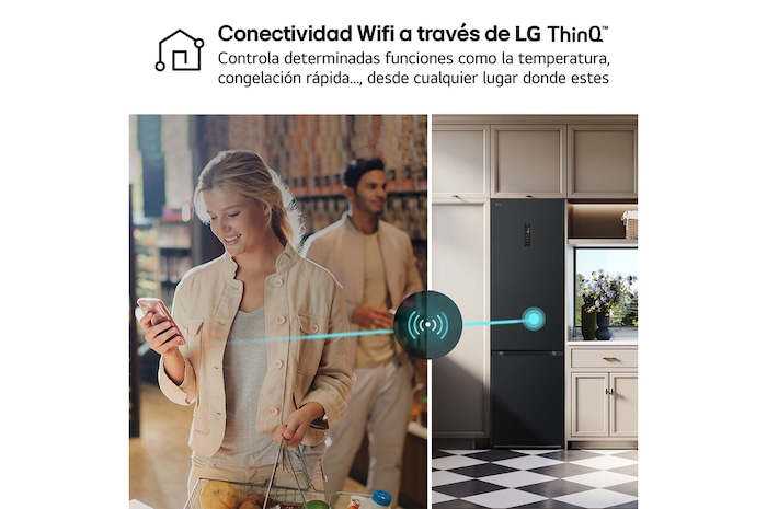 LG Door Cooling+, 2 m, Clasificación D, capacidad de 419 l, Acero negro-grisáceo mate antihuellas, GBV5250DEP, GBV5250DEP