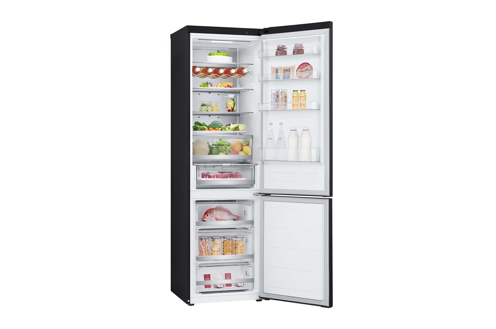LG Door Cooling+, 2 m, Clasificación D, capacidad de 419 l, Acero negro-grisáceo mate antihuellas, GBV5250DEP, GBV5250DEP