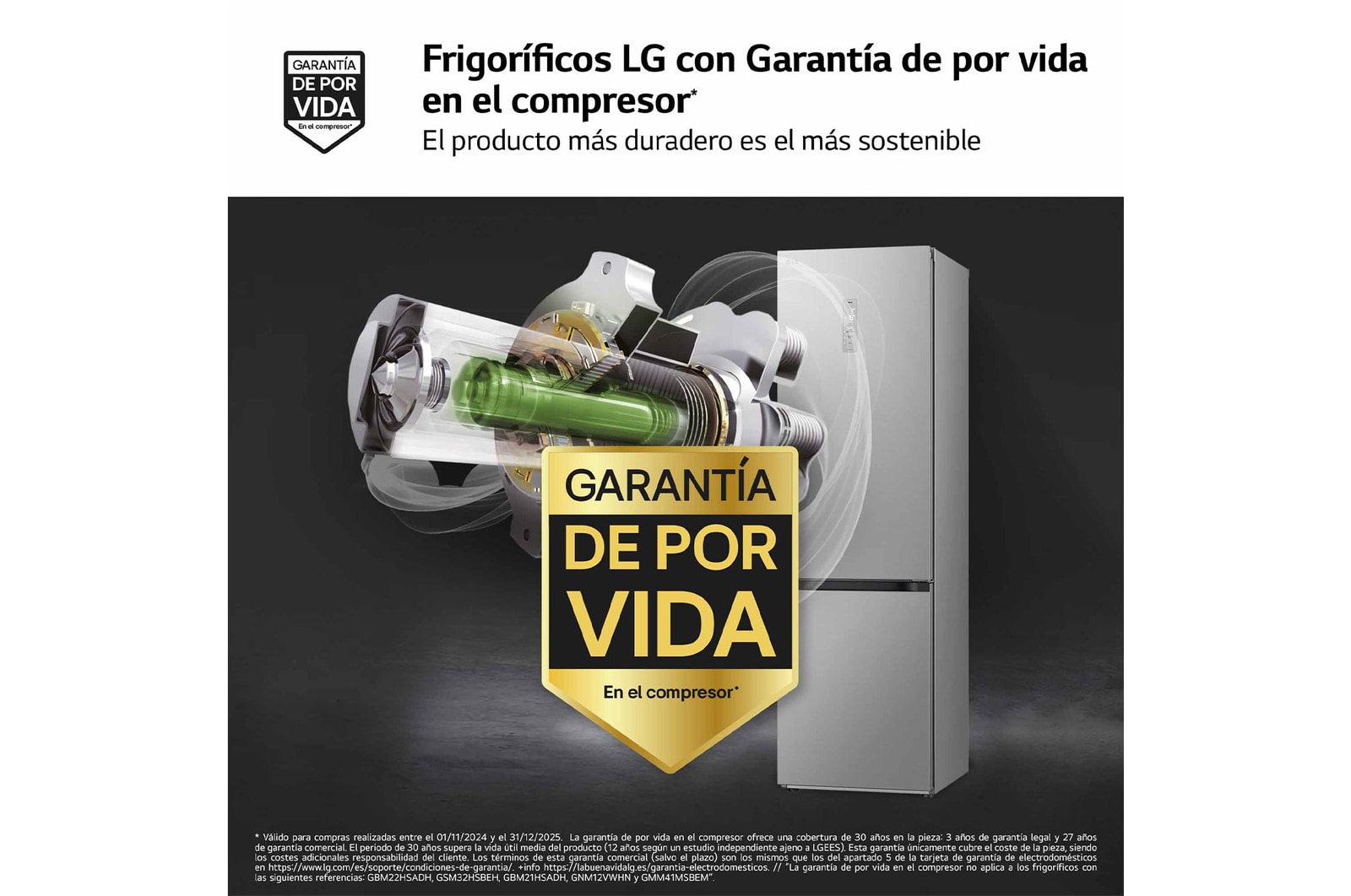 LG Frigorífico Combi Door Cooling+,  2,03m, Clasificación D, capacidad de 419l, blanco. Serie 500, GBV5250EPY, GBV5250EPY