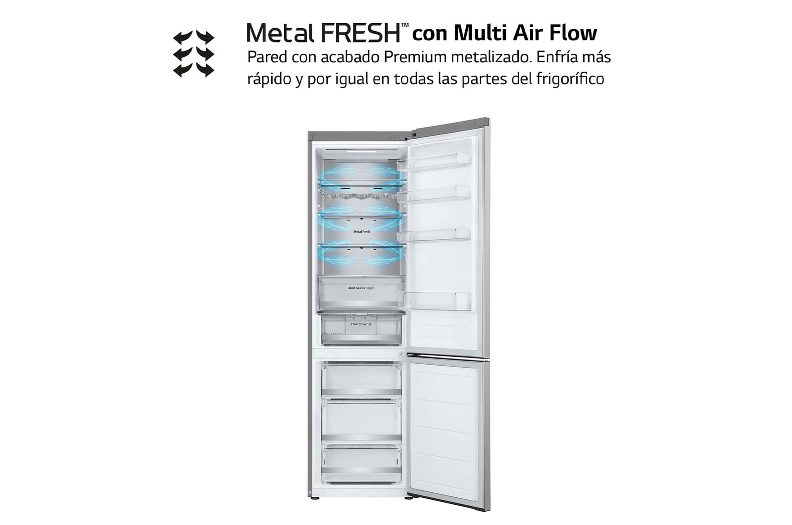 LG Frigorífico Combi Door Cooling+,  2,03m, Clasificación D, capacidad de 419l, blanco. Serie 500, GBV5250EPY, GBV5250EPY