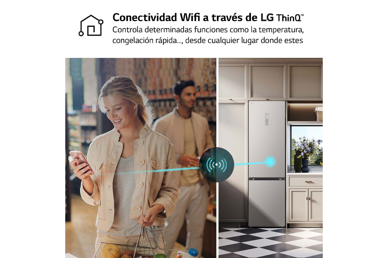 LG Frigorífico Combi Door Cooling+,  2,03m, Clasificación D, capacidad de 419l, blanco. Serie 500, GBV5250EPY, GBV5250EPY