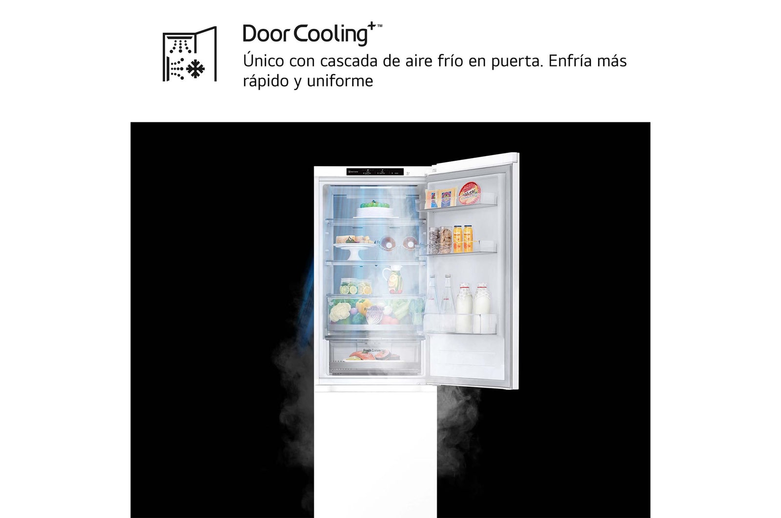 LG Frigorífico Combi Door Cooling+,  1,86m, Clasificación C, capacidad de 374l, blanco. Serie 700, GBV7180CSW