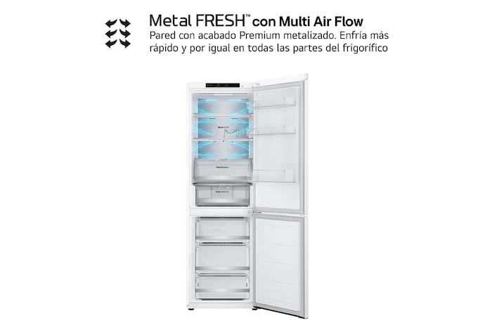 LG Frigorífico Combi Door Cooling+,  1,86m, Clasificación C, capacidad de 374l, blanco. Serie 700, GBV7180CSW