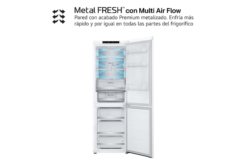 LG Frigorífico Combi Door Cooling+,  1,86m, Clasificación C, capacidad de 374l, blanco. Serie 700, GBV7180CSW
