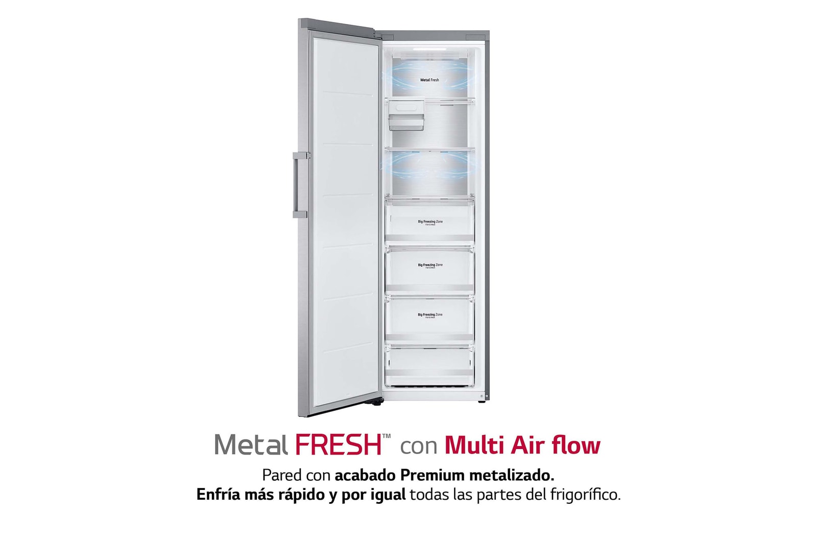 LG Congelador 1 puerta Total No Frost, Clasificación D, 355 L, Acero inoxidable texturizado , GFM61MBCSF