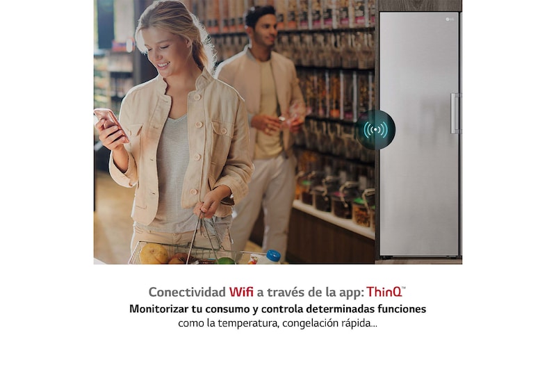 LG Congelador 1 puerta Total No Frost, Clasificación D, 355 L, Acero inoxidable texturizado , GFM61MBCSF