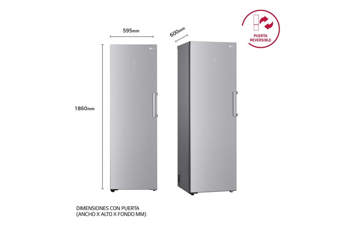 LG Congelador 1 puerta Total No Frost, Clasificación D, 355 L, Acero inoxidable texturizado , GFM61MBCSF