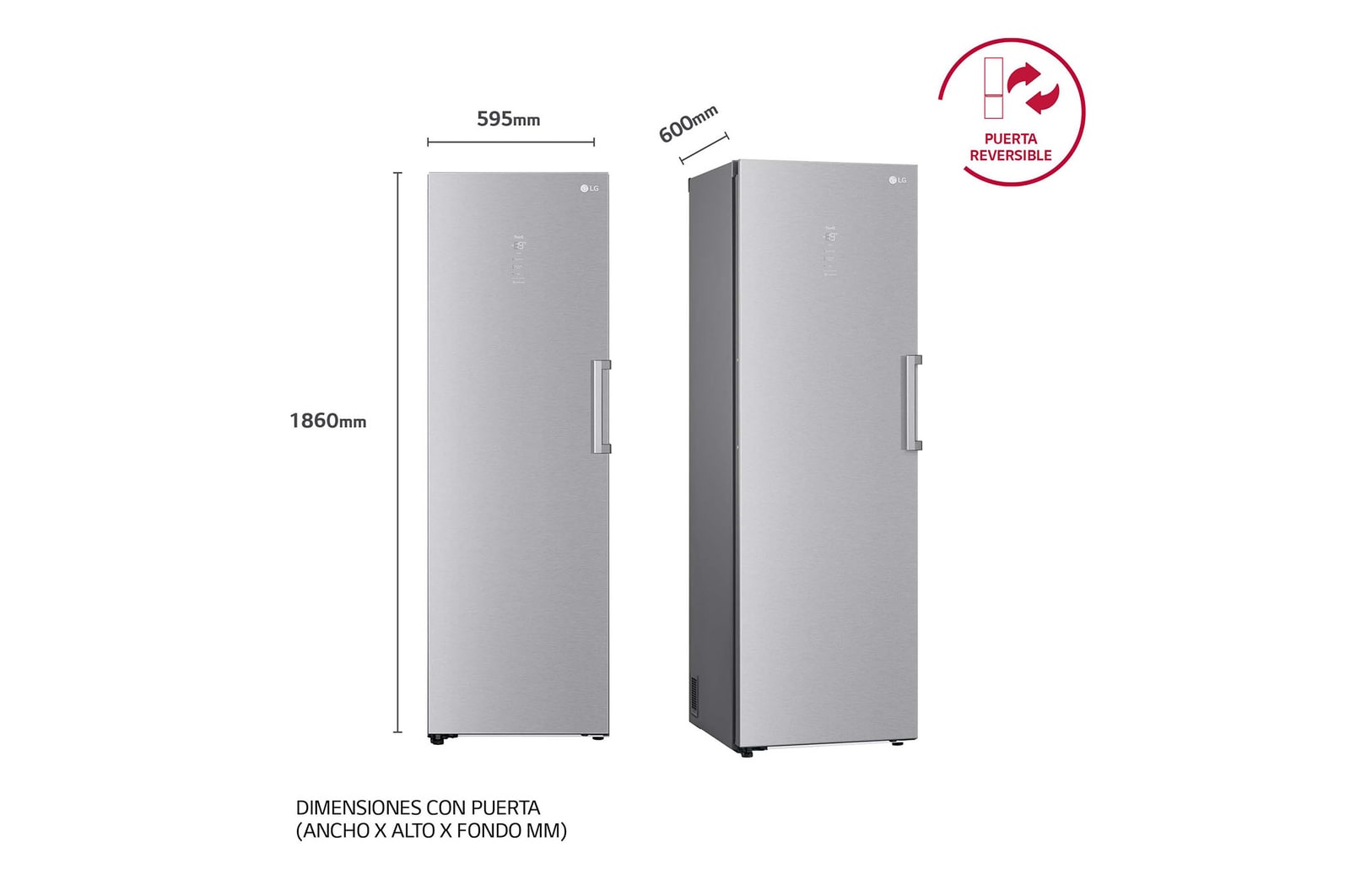 LG Congelador 1 puerta Total No Frost, Clasificación D, 355 L, Acero inoxidable texturizado , GFM61MBCSF