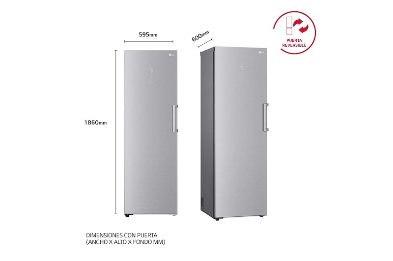 LG Congelador 1 puerta Total No Frost, Clasificación D, 355 L, Acero inoxidable texturizado , GFM61MBCSF