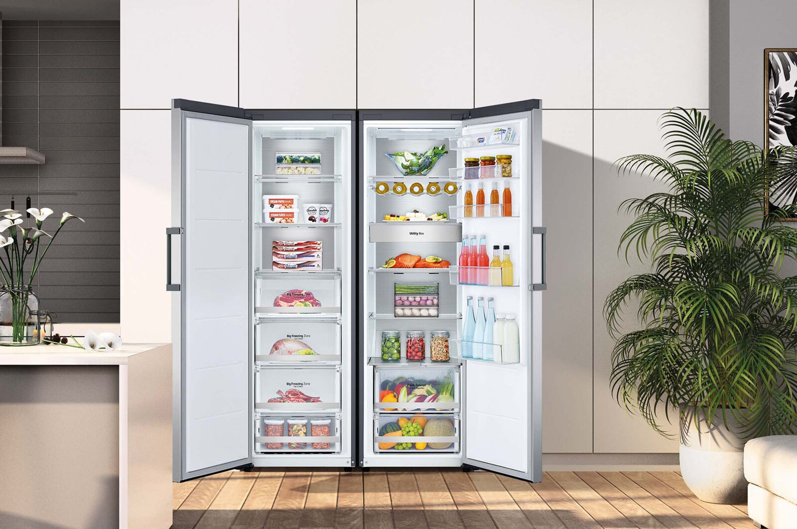 LG Congelador 1 puerta Total No Frost, Clasificación D, 355 L, Acero inoxidable texturizado , GFM61MBCSF