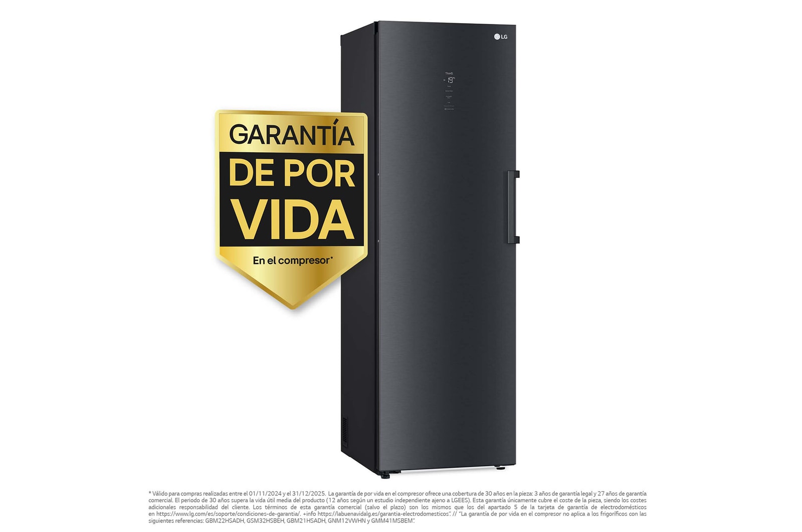 LG Congelador Total No Frost, Clasificación D, 355 L, Acero Negro-grisáceo mate, GFM61MCCSF