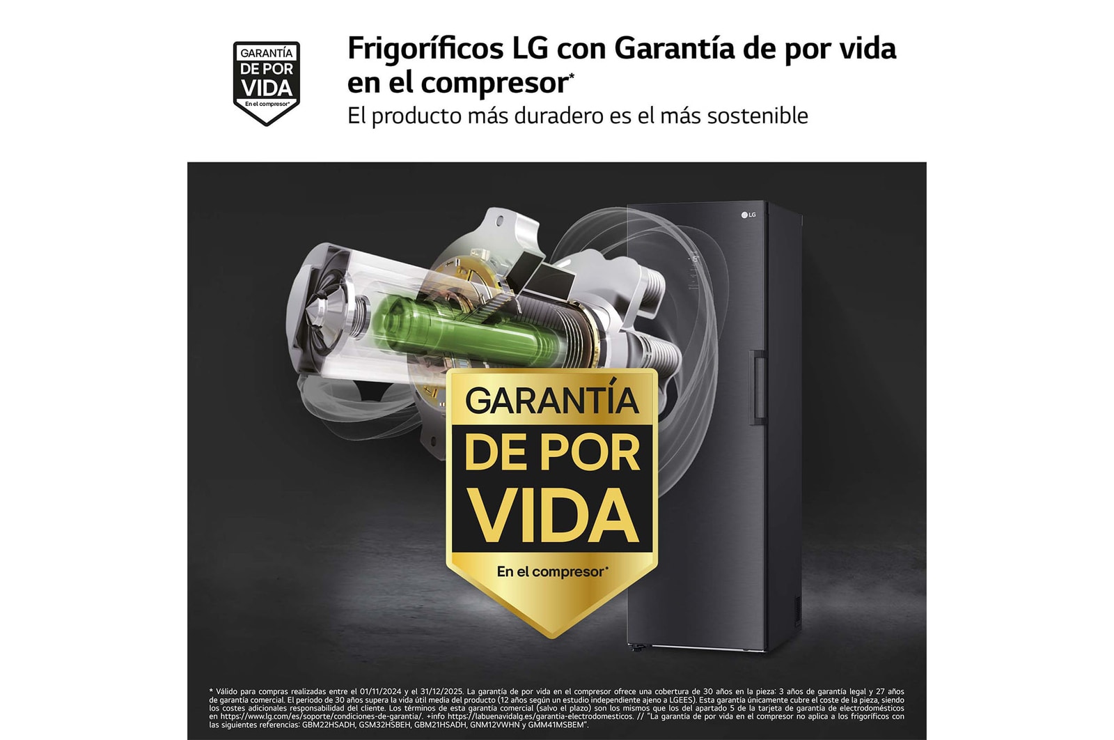 LG Congelador Total No Frost, Clasificación D, 355 L, Acero Negro-grisáceo mate, GFM61MCCSF