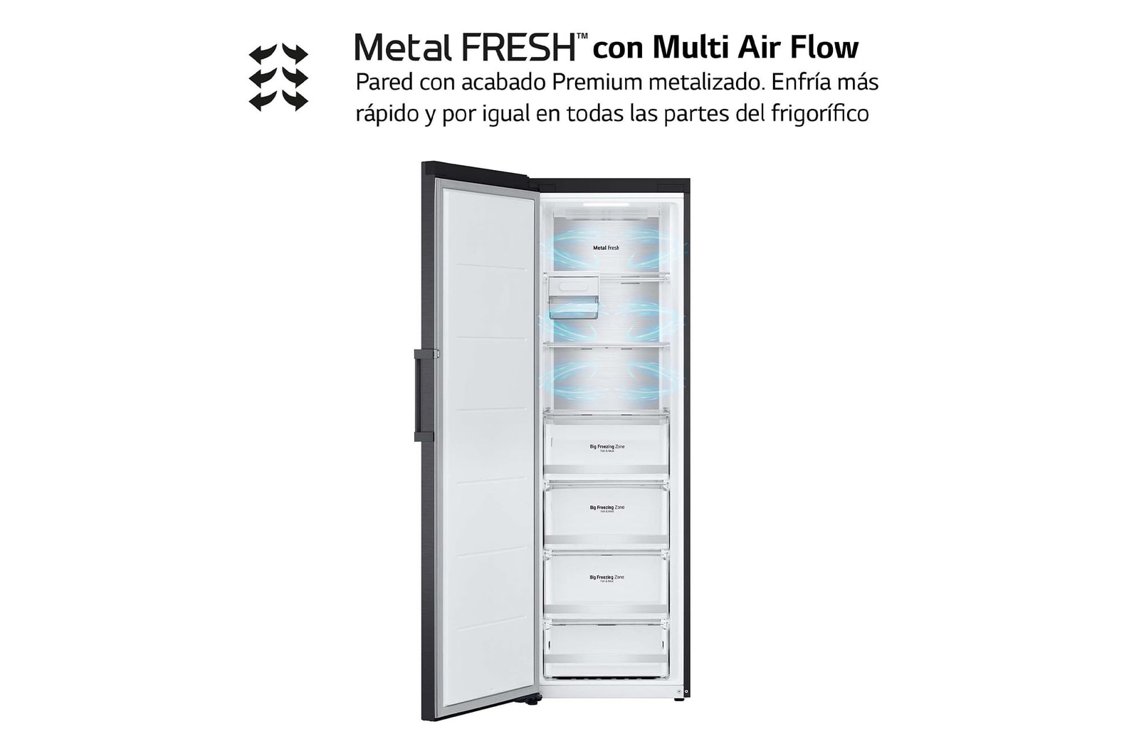 LG Congelador Total No Frost, Clasificación D, 355 L, Acero Negro-grisáceo mate, GFM61MCCSF