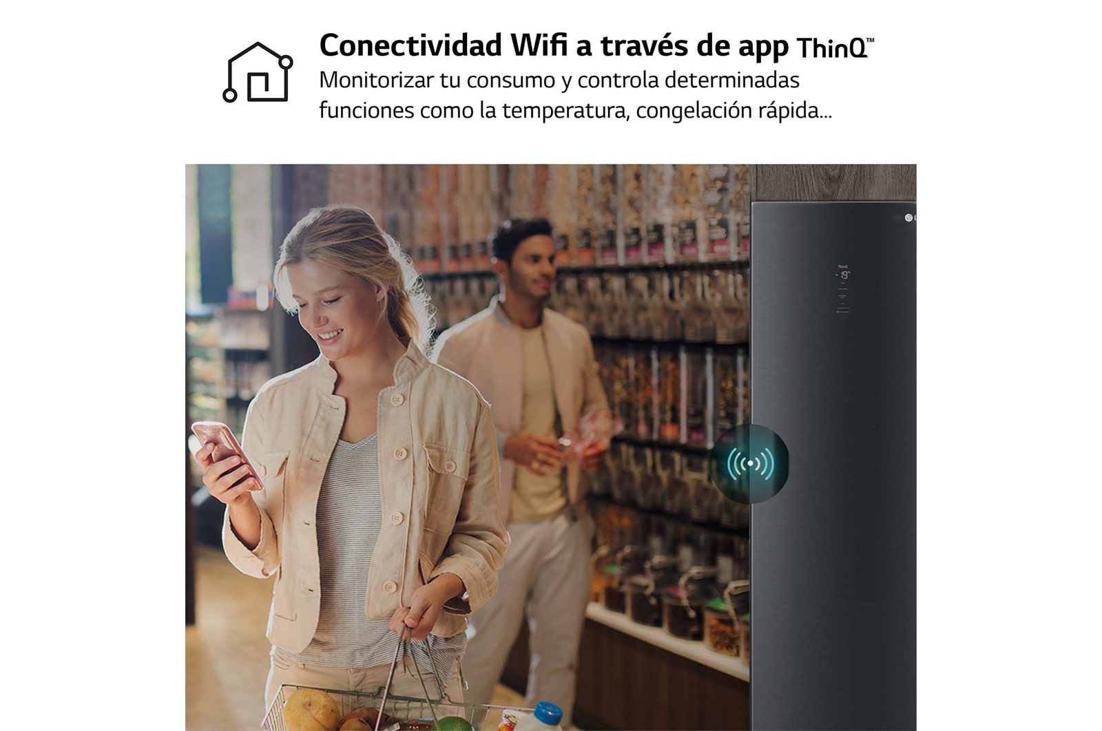 LG Congelador Total No Frost, Clasificación D, 355 L, Acero Negro-grisáceo mate, GFM61MCCSF