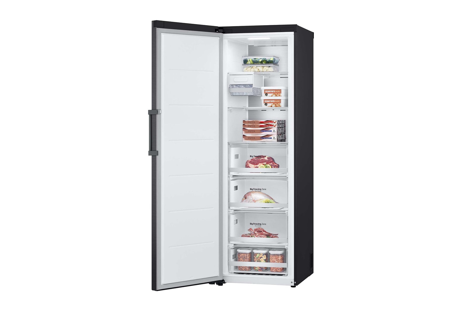 LG Congelador Total No Frost, Clasificación D, 355 L, Acero Negro-grisáceo mate, GFM61MCCSF