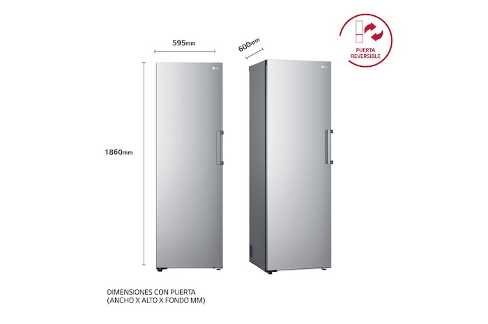 LG Congelador 1 Puerta Total No Frost Smart Inverter, Clasificación E, 355 L, <br> Inox antihuellas, GFT41PZGSZ
