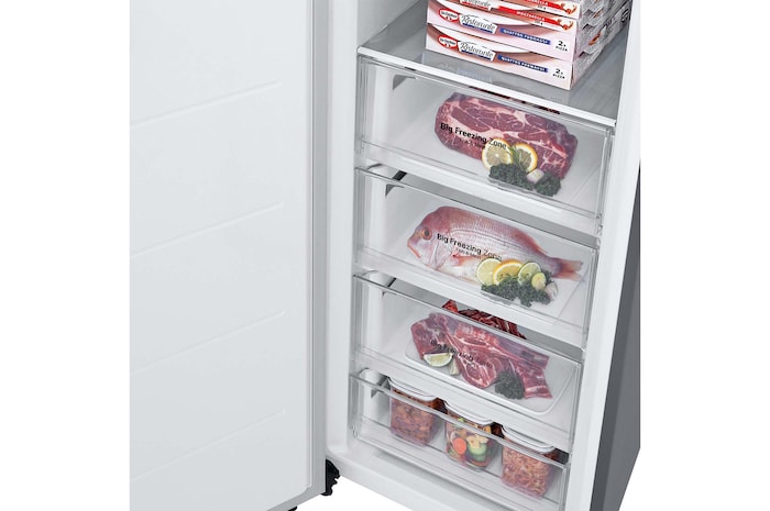 LG Congelador 1 Puerta Total No Frost Smart Inverter, Clasificación E, 355 L, <br> Inox antihuellas, GFT41PZGSZ