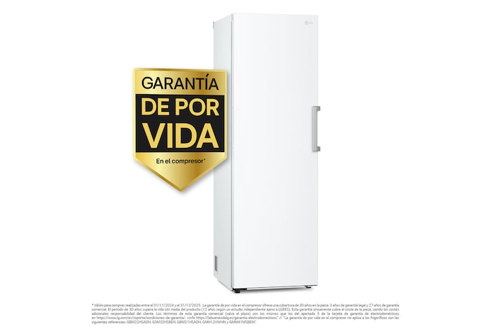 LG Congelador 1 Puerta Total No Frost Smart Inverter, Clasificación E, 324 L, <br> Blanco, GFT41SWGSZ