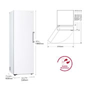 LG Congelador 1 Puerta Total No Frost Smart Inverter, Clasificación E, 324 L, <br> Blanco, GFT41SWGSZ