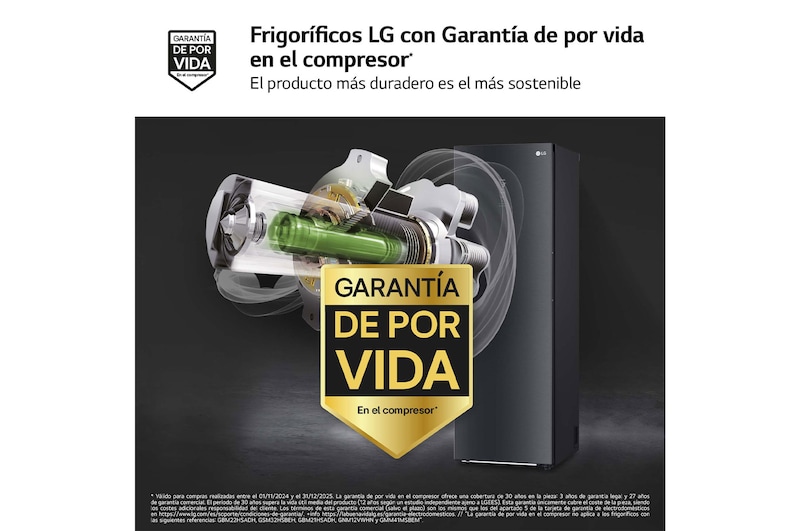 LG Frigorífico Una Puerta antihuellas, 413L, Negro-grisáceo mate , GLM71MCCSX