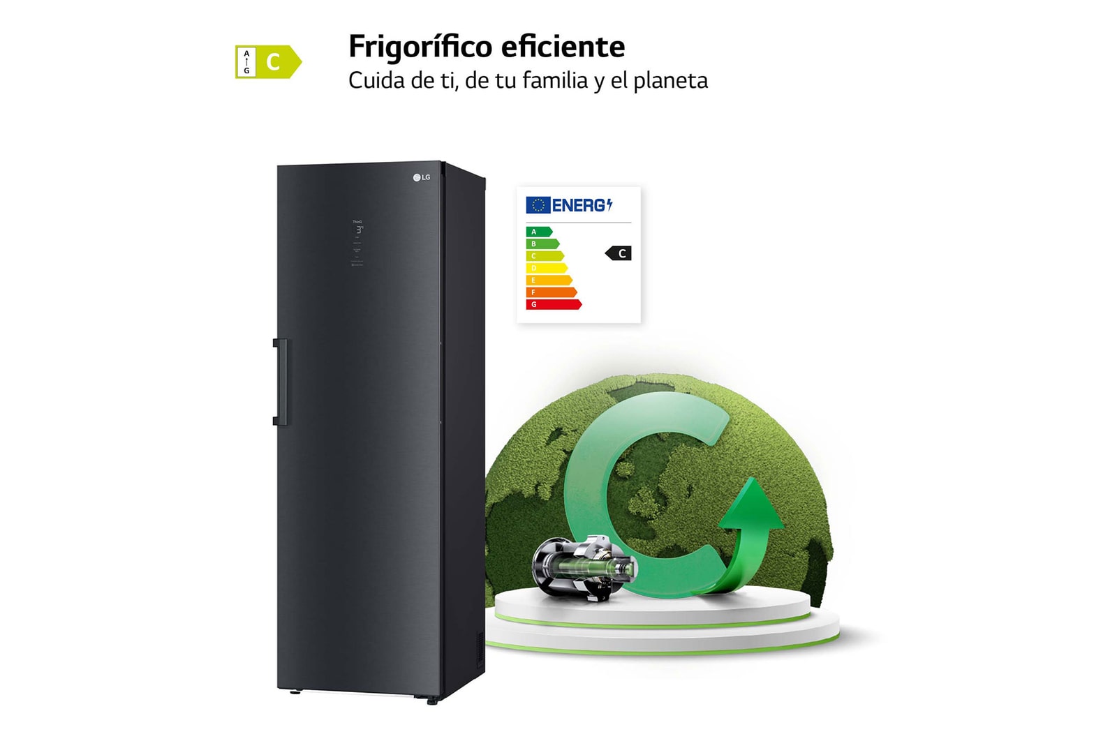 LG Frigorífico Una Puerta antihuellas, 413L, Negro-grisáceo mate , GLM71MCCSX