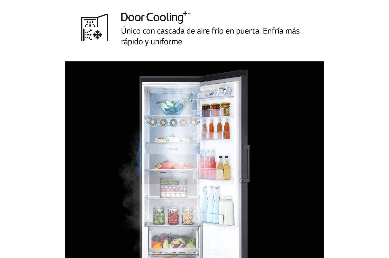 LG Frigorífico Una Puerta antihuellas, 413L, Negro-grisáceo mate , GLM71MCCSX