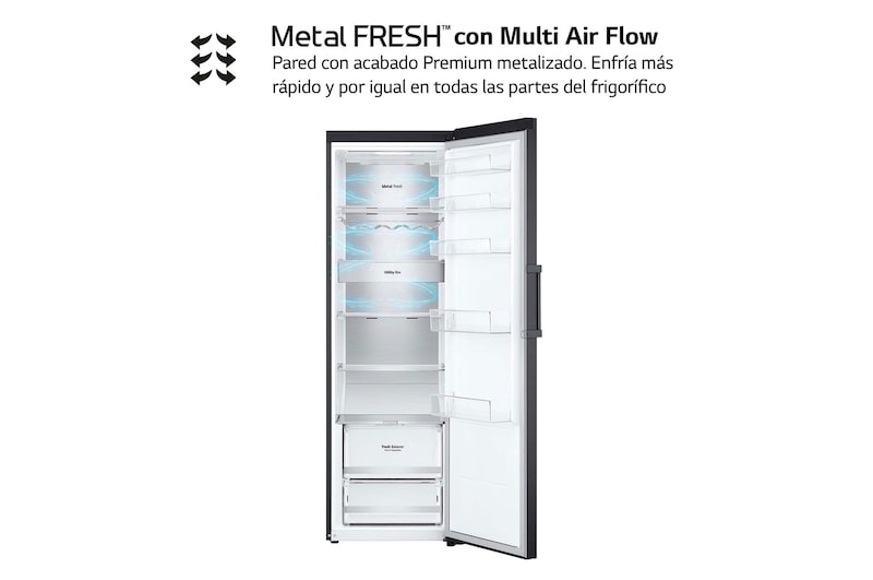 LG Frigorífico Una Puerta antihuellas, 413L, Negro-grisáceo mate , GLM71MCCSX