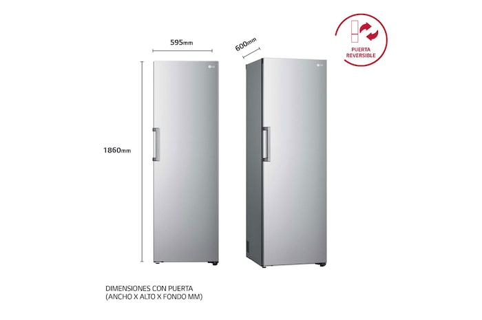 LG Frigorífico 1 puerta Door cooling, Total No Frost, Clasificación E, 413L, Inox antihuellas, GLT51PZGSZ