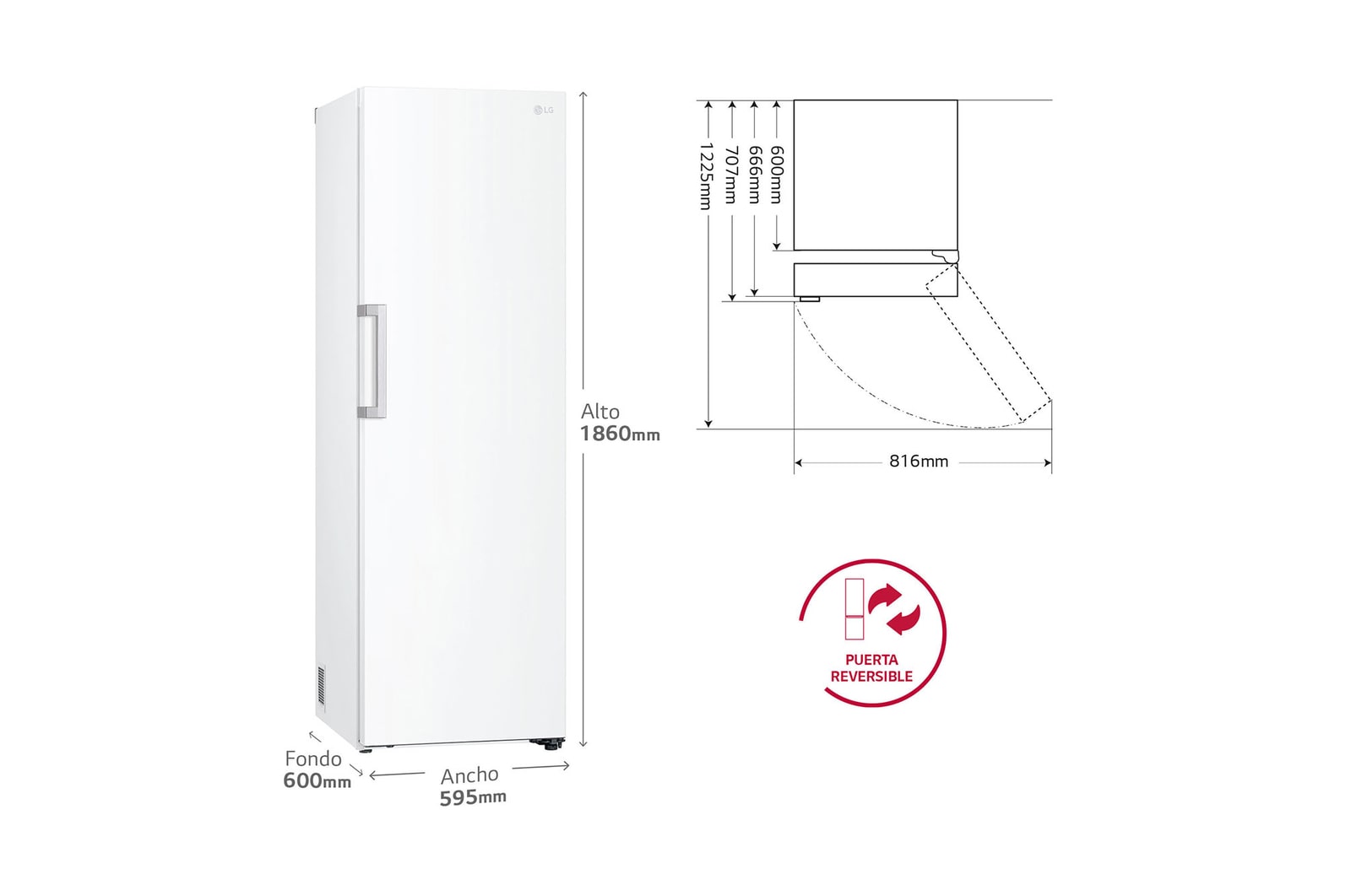 LG Nevera 1 Puerta DoorCooling + Clasificación E, 386L  - Blanco, GLT51SWGSZ