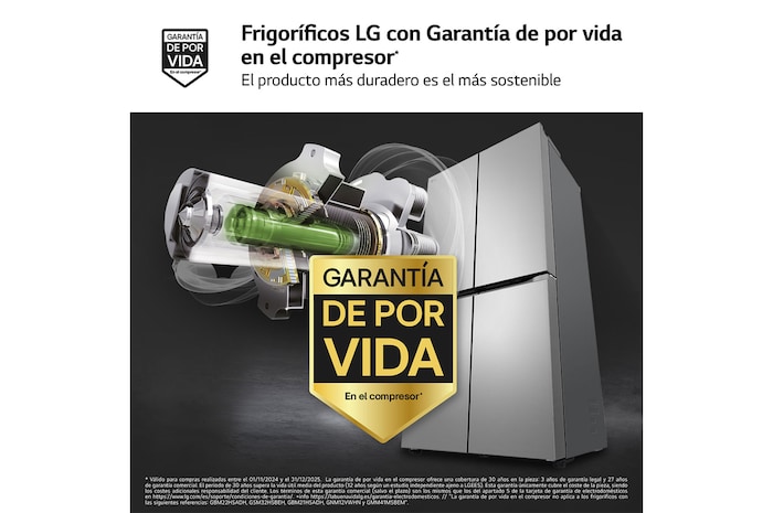 LG Frigorífico American Combi Ancho 83cm, Clasificación E, 530 L, Inox antihuellas, GMB860PYDE