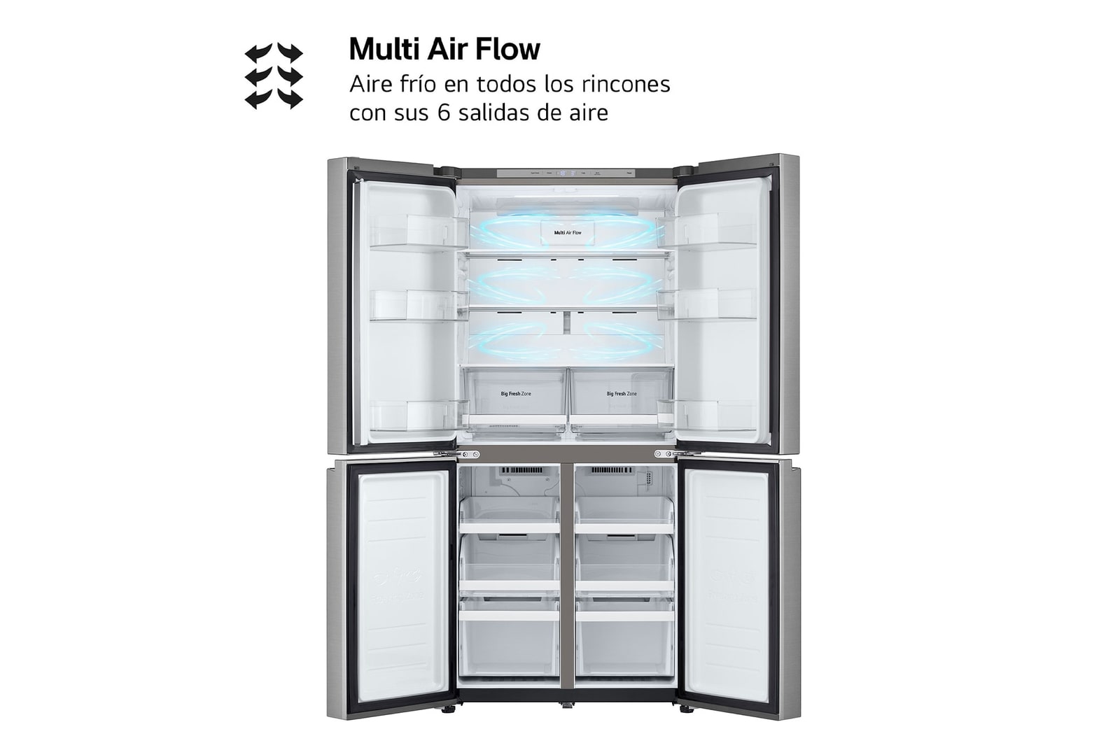LG Frigorífico American Combi Ancho 83cm, Clasificación E, 530 L, Inox antihuellas, GMB860PYDE