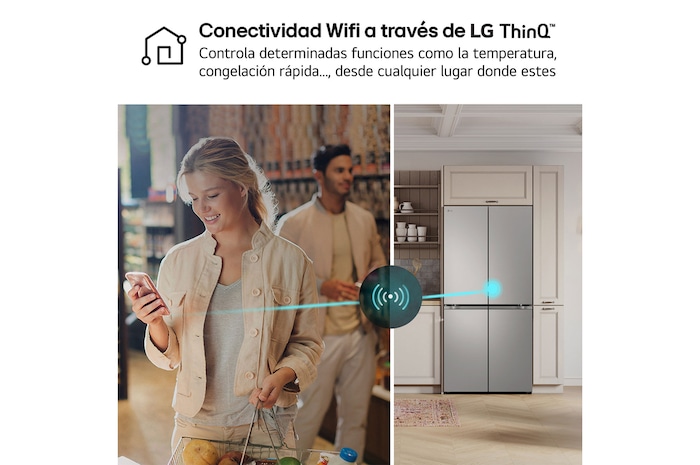 LG Frigorífico American Combi Ancho 83cm, Clasificación E, 530 L, Inox antihuellas, GMB860PYDE