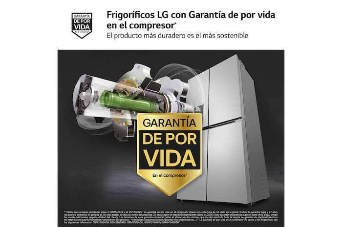 LG Frigorífico American Combi Door-in-Door™, Clasificación E, Acero, 634 L, antihuellas, GMJ960MBJE