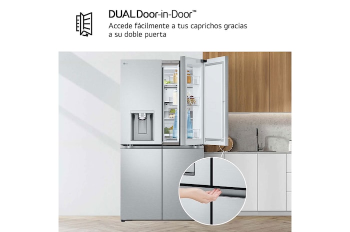 LG Frigorífico American Combi Door-in-Door™, Clasificación E, Acero, 634 L, antihuellas, GMJ960MBJE