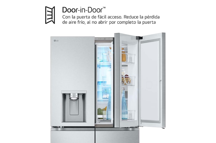 LG Frigorífico American Combi Door-in-Door™, Clasificación E, Acero, 634 L, antihuellas, GMJ960MBJE