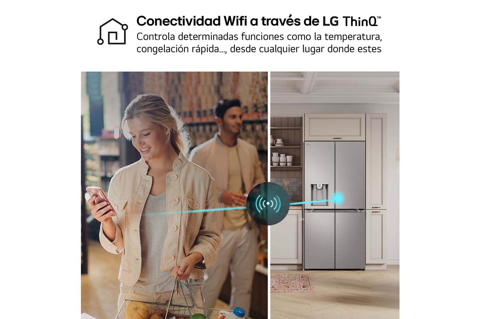 LG Frigorífico American Combi Ancho 83cm, Clasificación E, 508 L, Inox antihuellas, GML860PYFE