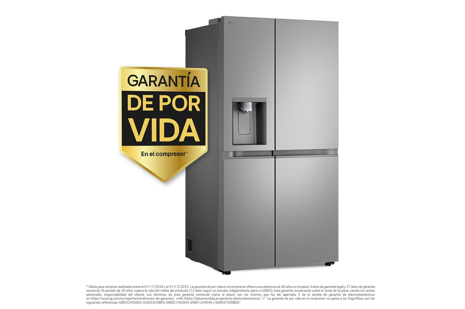 LG Outlet Frigorífico Side By side Serie 800, Sin toma de agua Inox antihuellas. C, 628 L, GSLE81PYBC.OUTLET