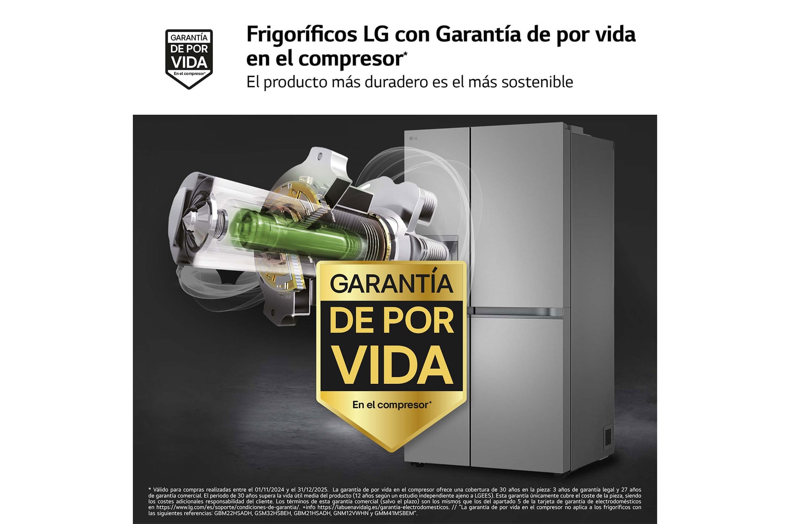 LG Outlet Frigorífico Side By side Serie 800, Sin toma de agua Inox antihuellas. C, 628 L, GSLE81PYBC.OUTLET