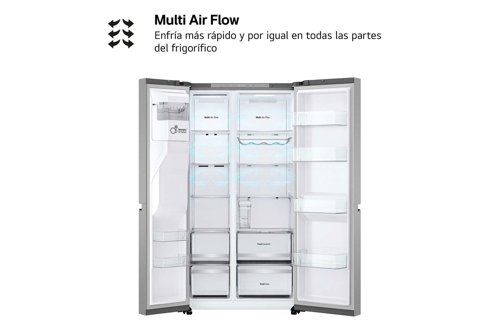 LG Outlet Frigorífico Side By side Serie 800, Sin toma de agua Inox antihuellas. C, 628 L, GSLE81PYBC.OUTLET