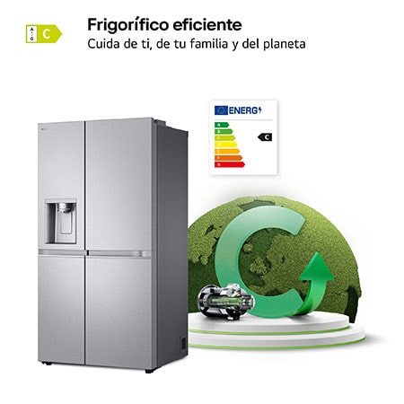 LG Outlet Frigorífico Side By side Serie 900, Sin toma de agua Acero texturizado antihuellas. C, 628 L, GSLE91MBAC.OUTLET