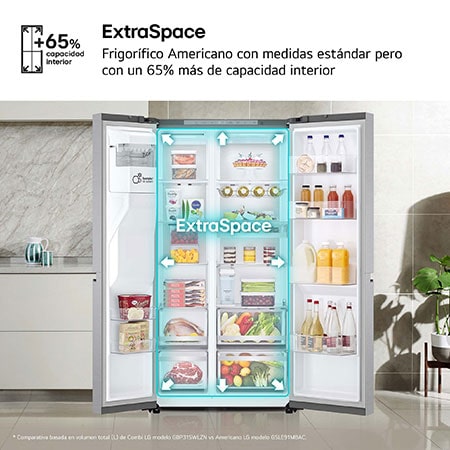 LG Outlet Frigorífico Side By side Serie 900, Sin toma de agua Acero texturizado antihuellas. C, 628 L, GSLE91MBAC.OUTLET