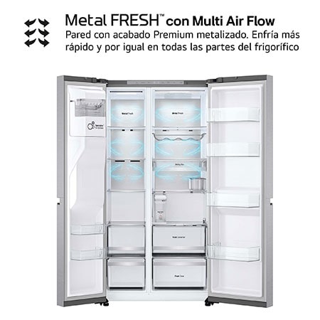 LG Outlet Frigorífico Side By side Serie 900, Sin toma de agua Acero texturizado antihuellas. C, 628 L, GSLE91MBAC.OUTLET