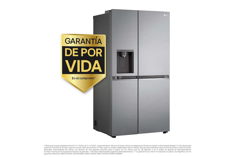 LG Frigorífico Side By side Serie 700, Inverter Linear compressor,  Clasificación D, 635 L, sin toma de agua                 , GSLV71PZTD